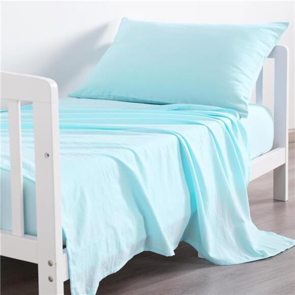 Toddler Sheet Set - 3-Piece Microfiber Crib Sheet Set - Flat Sheet - Picture 5 of 7